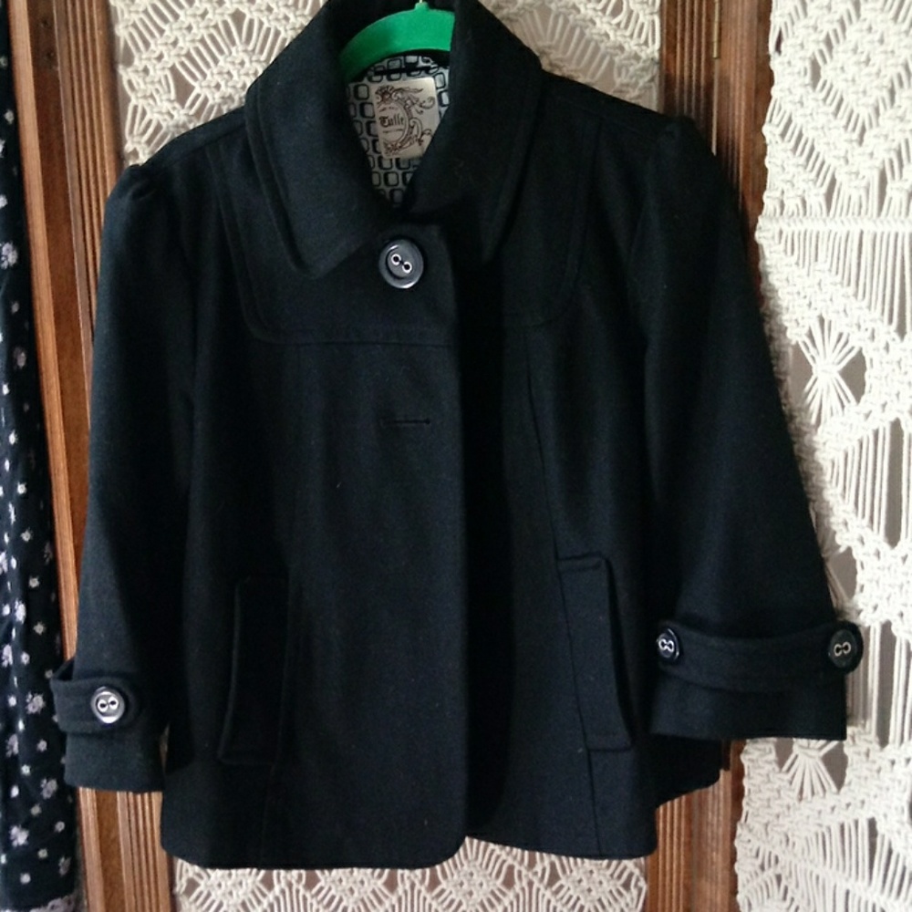 Tulle cropped swings trapeze coat Sz S